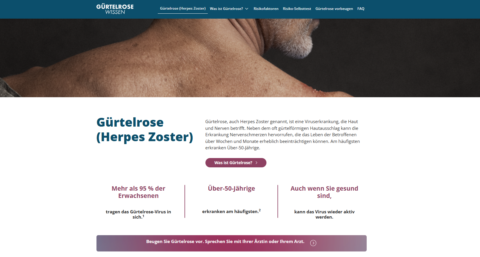 Screenshot der Website guertelrose-wissen.de