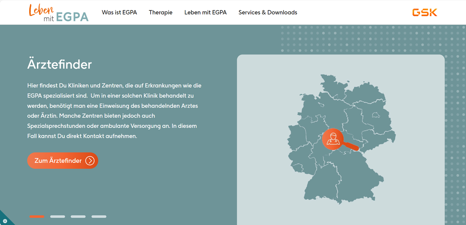 Screenshot der Startseite der Website Leben mit EGPA