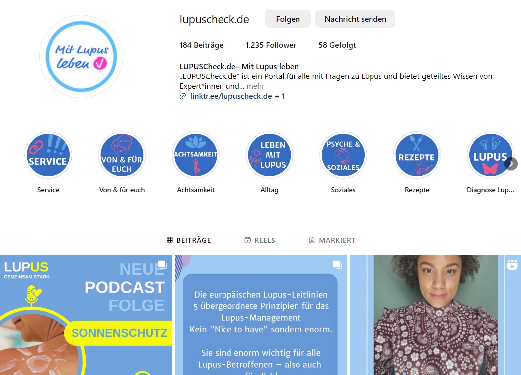 Screenshot lupuscheck.de Instagram