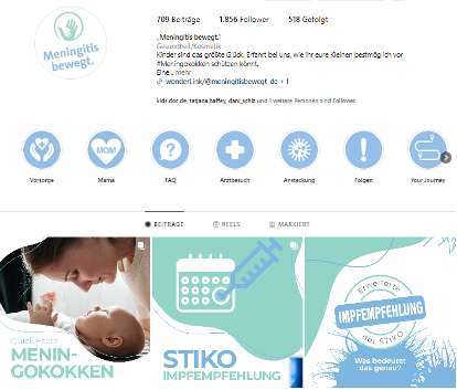 Screenshot meningitisbewegt_de auf Instagram