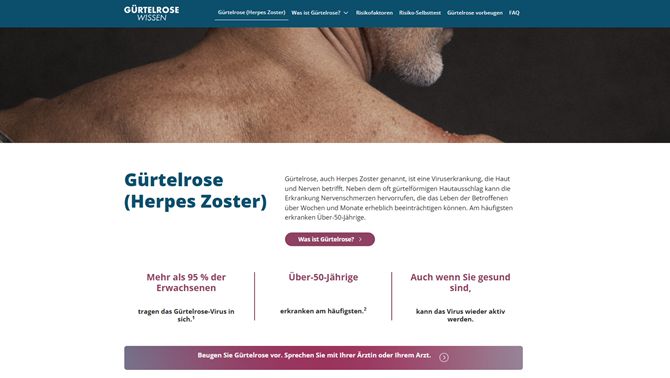 Screenshot der Website guertelrose-wissen.de