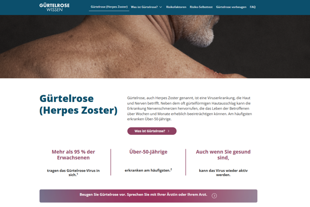 Screenshot der Website guertelrose-wissen.de